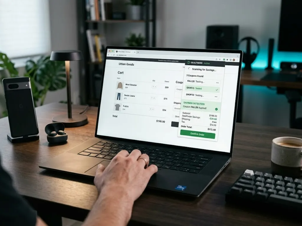 An online checkout page with a promo code field and an order summary